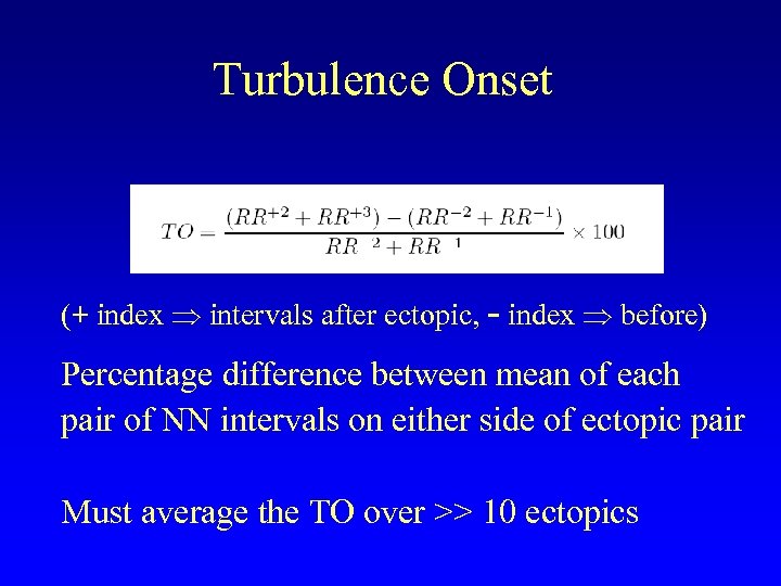 Turbulence Onset (+ index intervals after ectopic, - index before) Percentage difference between mean