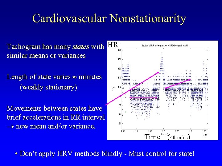 Cardiovascular Nonstationarity Tachogram has many states with HRi similar means or variances Length of