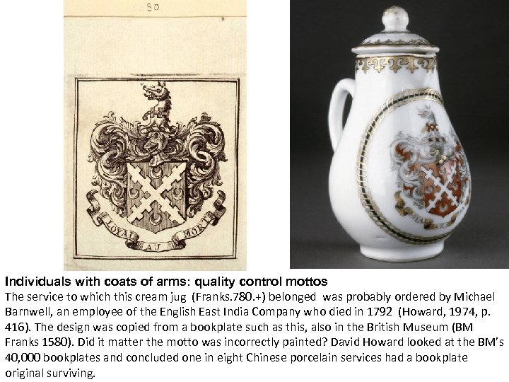 Individuals with coats of arms: quality control mottos The service to which this cream