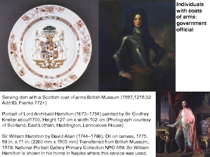 Individuals with coats of arms: government official Serving dish with a Scottish coat of