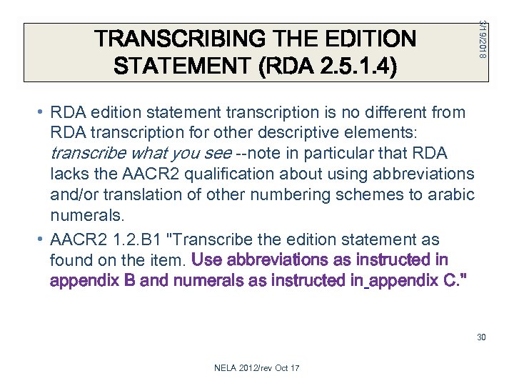 3/19/2018 TRANSCRIBING THE EDITION STATEMENT (RDA 2. 5. 1. 4) • RDA edition statement