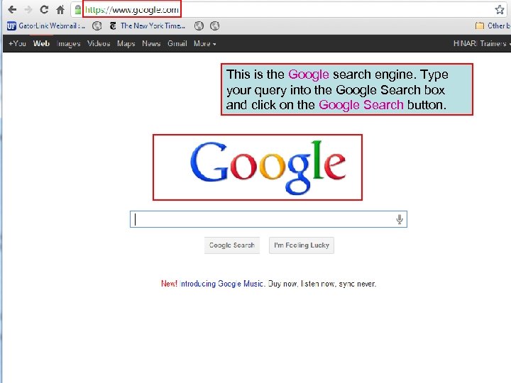 The Google search engine This is the Google search engine. Type your query into