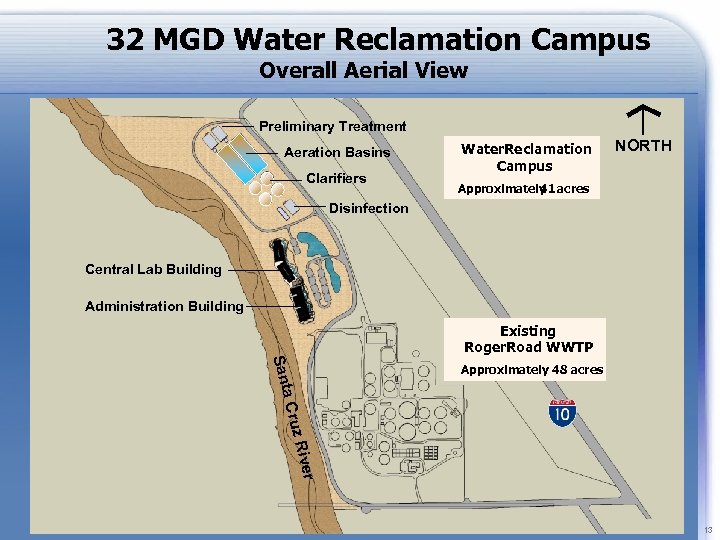 32 MGD Water Reclamation Campus Overall Aerial View Preliminary Treatment Aeration Basins Clarifiers Water.