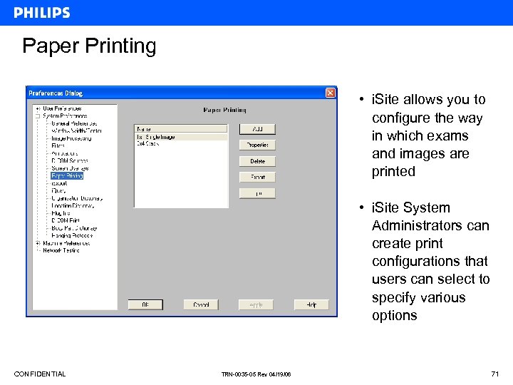 Paper Printing • i. Site allows you to configure the way in which exams