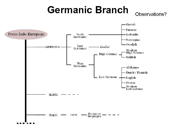 Germanic Branch Observations? 