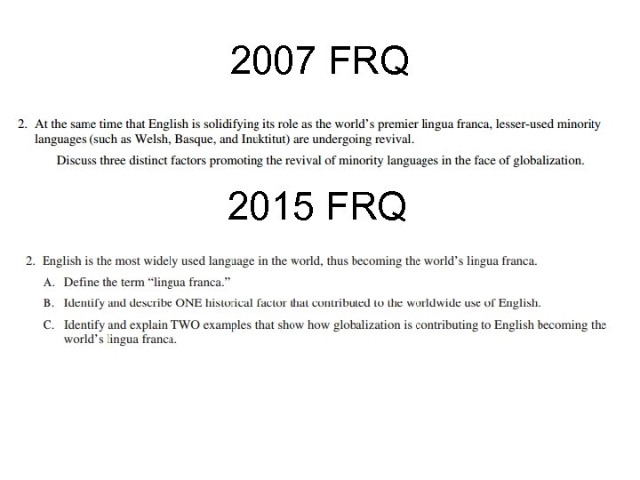 2007 FRQ 2015 FRQ 