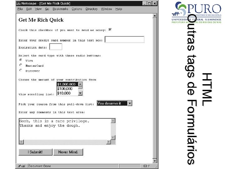 HTML Outras tags de Formulários 