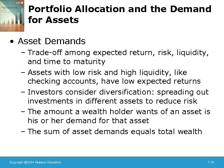 Portfolio Allocation and the Demand for Assets • Asset Demands – Trade-off among expected