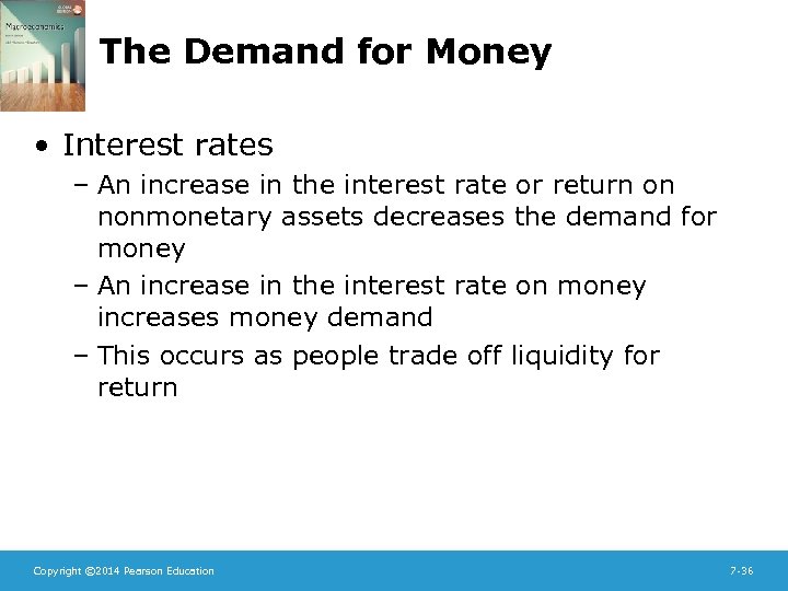 The Demand for Money • Interest rates – An increase in the interest rate