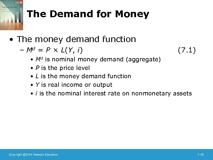 The Demand for Money • The money demand function – Md = P ×