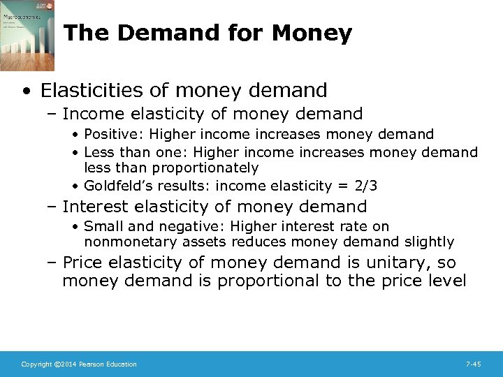 The Demand for Money • Elasticities of money demand – Income elasticity of money