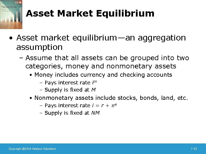 Asset Market Equilibrium • Asset market equilibrium—an aggregation assumption – Assume that all assets