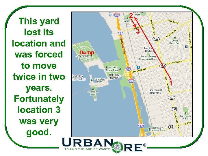This yard lost its location and was forced to move twice in two years.