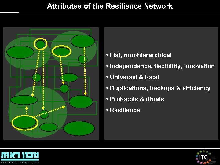 Attributes of the Resilience Network • Flat, non-hierarchical • Independence, flexibility, innovation • Universal