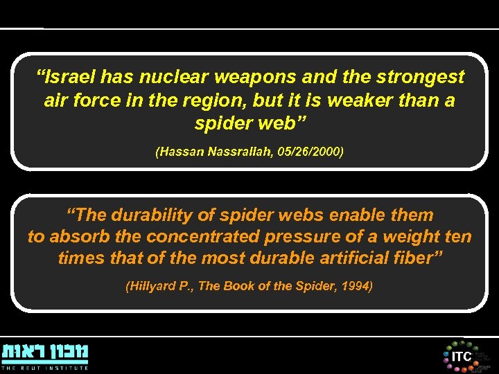 “Israel has nuclear weapons and the strongest air force in the region, but it