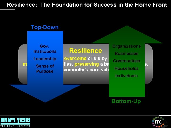 Resilience: The Foundation for Success in the Home Front Top-Down Gov. Institutions Resilience Organizations