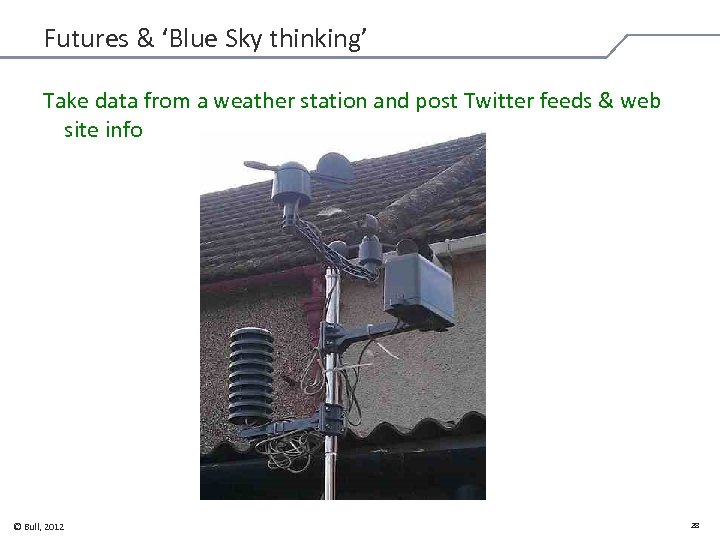 Futures & ‘Blue Sky thinking’ Take data from a weather station and post Twitter