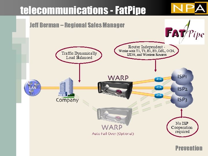 telecommunications - Fat. Pipe Jeff Berman – Regional Sales Manager Router Independent - Traffic