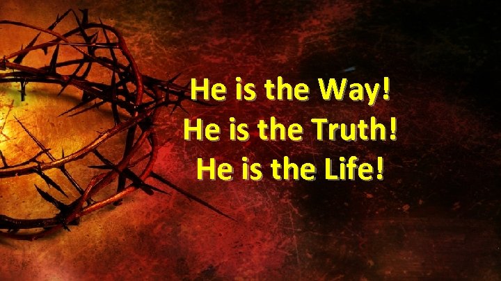 He is the Way! He is the Truth! He is the Life! 