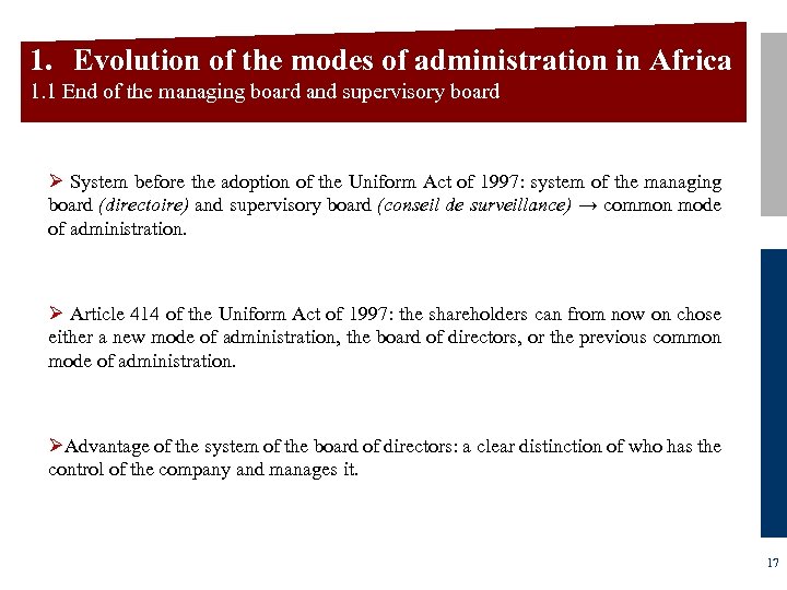 1. Evolution of the modes of administration in Africa 1. 1 End of the