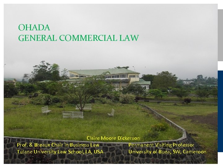 OHADA GENERAL COMMERCIAL LAW Claire Moore Dickerson Prof. & Breaux Chair in Business Law