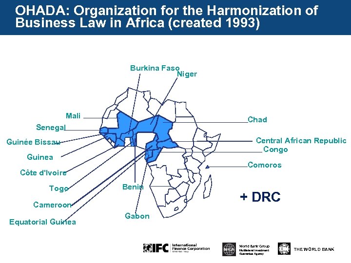 OHADA: Organization for the Harmonization of Business Law in Africa (created 1993) Burkina Faso