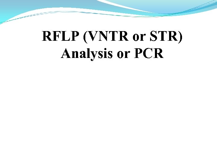 RFLP (VNTR or STR) Analysis or PCR 