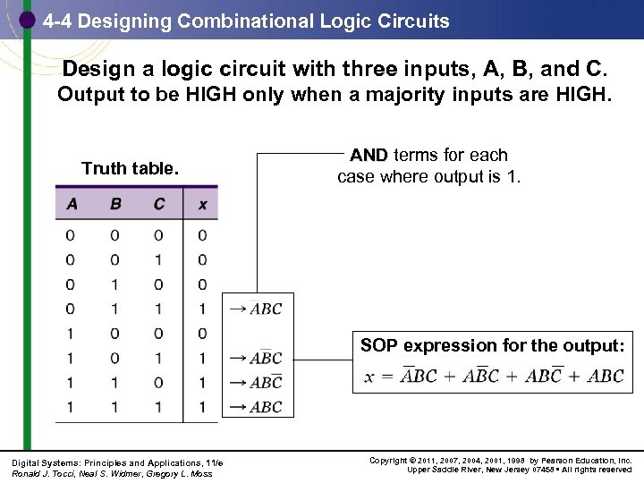 4 -4 Designing Combinational Logic Circuits Design a logic circuit with three inputs, A,