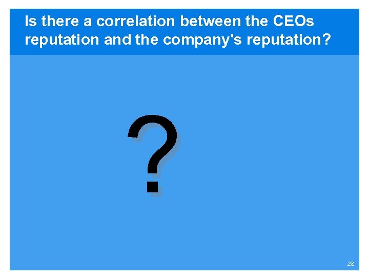 Is there a correlation between the CEOs reputation and the company's reputation? ? 28