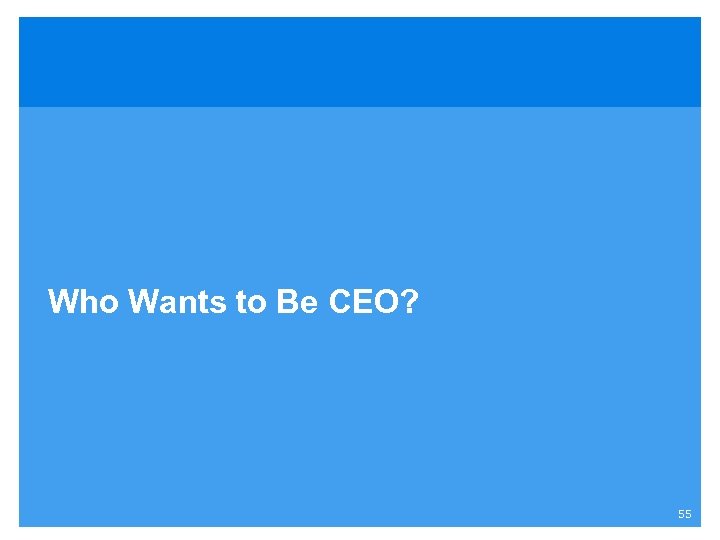 Who Wants to Be CEO? 55 
