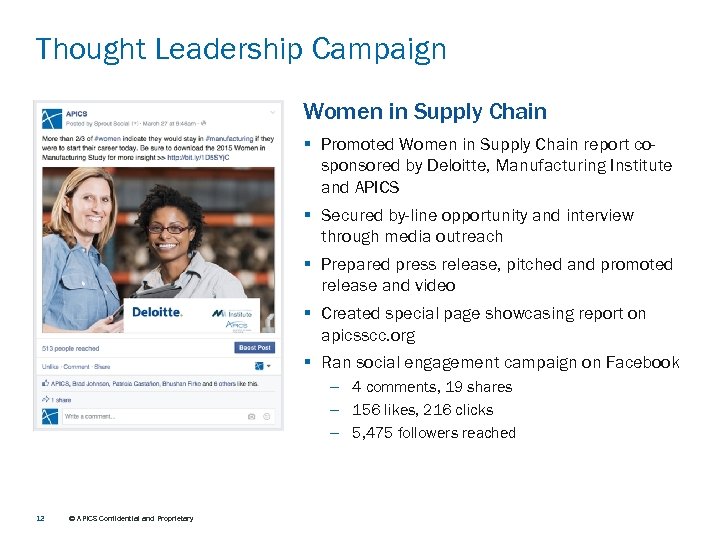 Thought Leadership Campaign Women in Supply Chain § Promoted Women in Supply Chain report