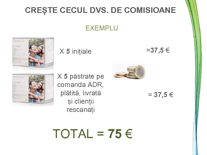 CREȘTE CECUL DVS. DE COMISIOANE EXEMPLU X 5 inițiale X 5 păstrate pe comanda