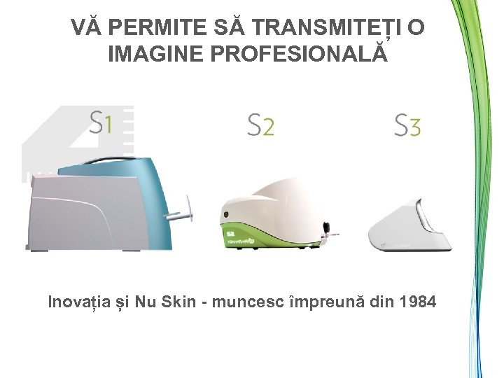 VĂ PERMITE SĂ TRANSMITEȚI O IMAGINE PROFESIONALĂ Inovația și Nu Skin - muncesc împreună