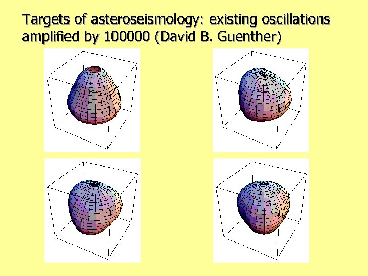 Targets of asteroseismology: existing oscillations amplified by 100000 (David B. Guenther) 