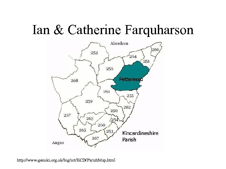 Ian & Catherine Farquharson http: //www. genuki. org. uk/big/sct/KCD/Parish. Map. html 