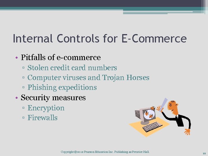 Internal Controls for E-Commerce • Pitfalls of e-commerce ▫ Stolen credit card numbers ▫