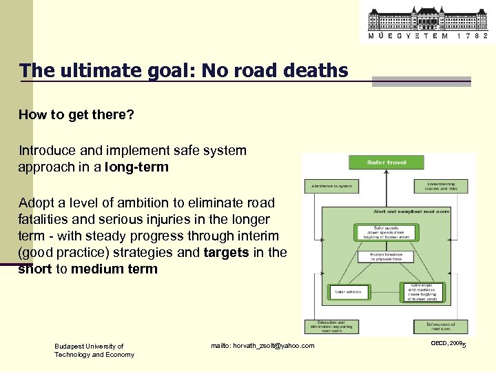 The ultimate goal: No road deaths How to get there? Introduce and implement safe