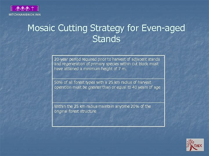 MITCHIKANIBIKOK INIK Mosaic Cutting Strategy for Even-aged Stands 20 -year period required prior to