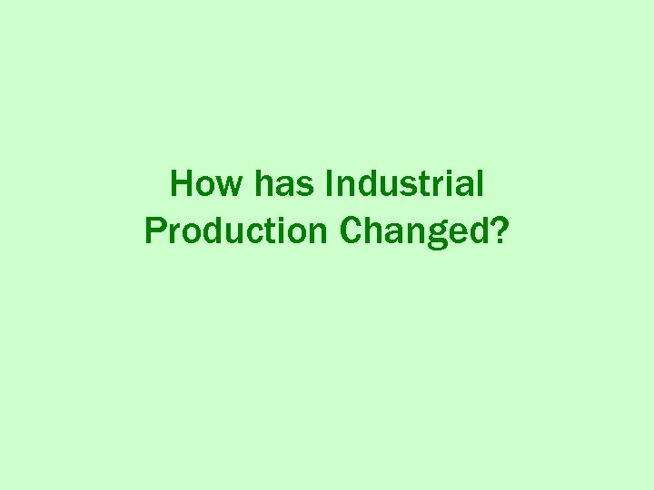 How has Industrial Production Changed? 