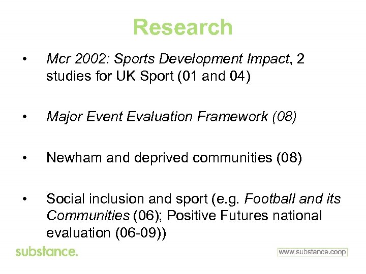 Research • Mcr 2002: Sports Development Impact, 2 studies for UK Sport (01 and