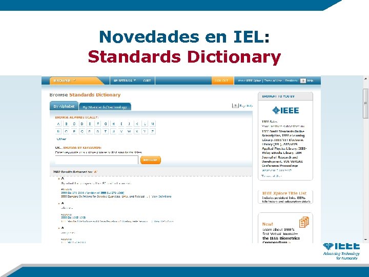 Novedades en IEL: Standards Dictionary 