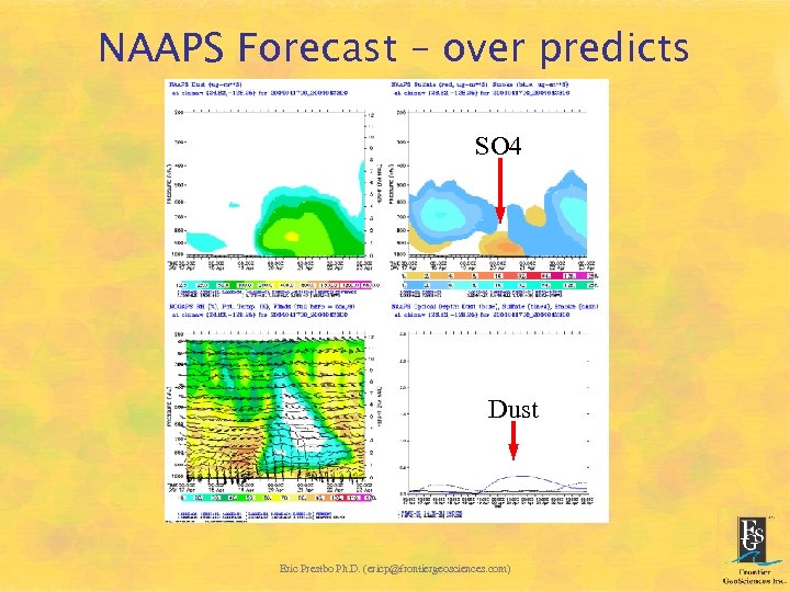 NAAPS Forecast – over predicts SO 4 Dust Eric Prestbo Ph. D. (ericp@frontiergeosciences. com)