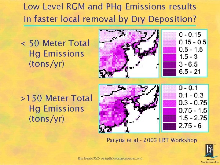 Low-Level RGM and PHg Emissions results in faster local removal by Dry Deposition? <
