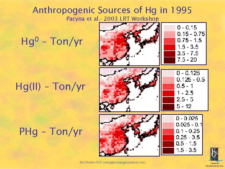 Anthropogenic Sources of Hg in 1995 Pacyna et al. - 2003 LRT Workshop Hg