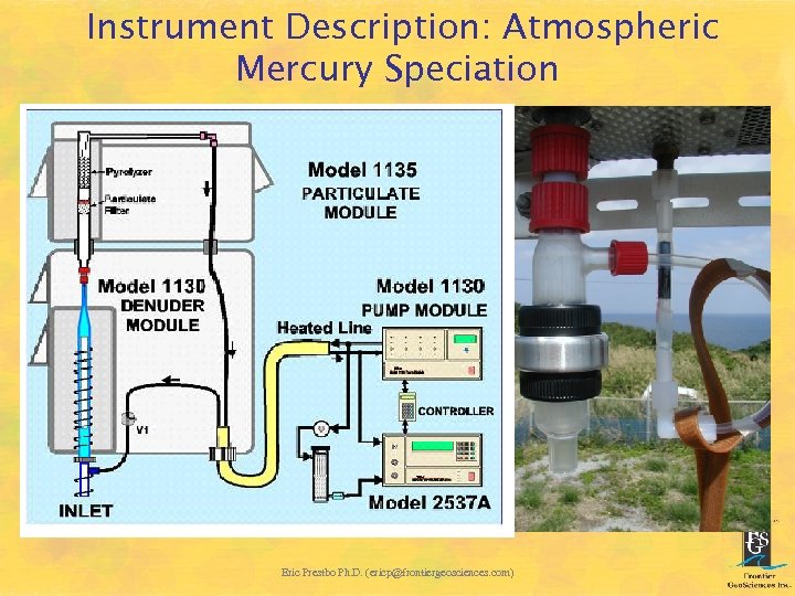 Instrument Description: Atmospheric Mercury Speciation Eric Prestbo Ph. D. (ericp@frontiergeosciences. com) 