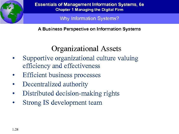 Essentials of Management Information Systems, 6 e Chapter 1 Managing the Digital Firm Why