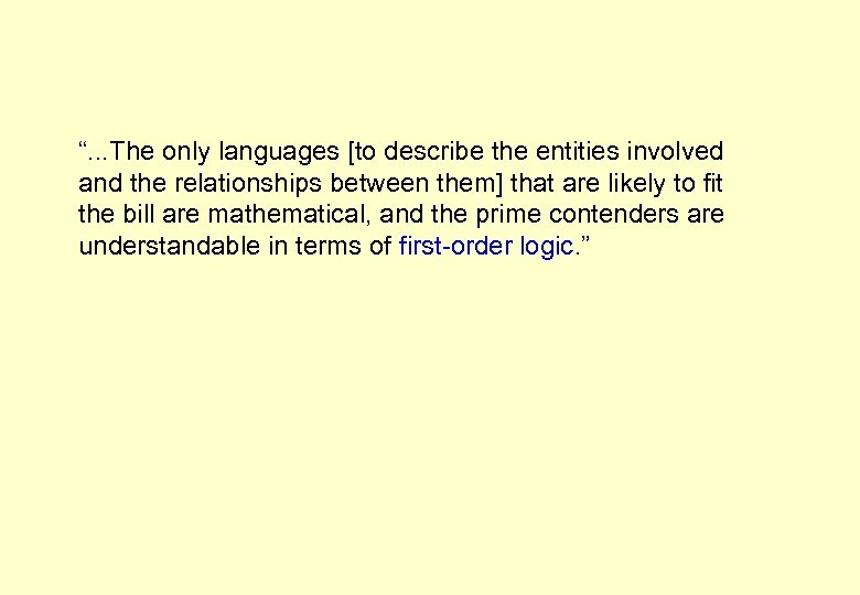 “. . . The only languages [to describe the entities involved and the relationships