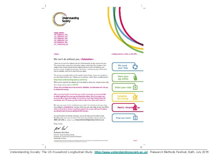 Understanding Society: The UK Household Longitudinal Study https: //www. understandingsociety. ac. uk/ Research Methods