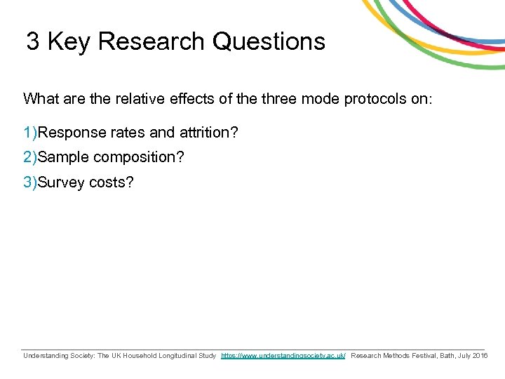 3 Key Research Questions What are the relative effects of the three mode protocols