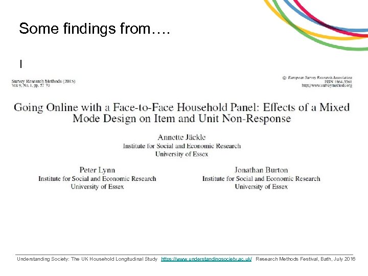 Some findings from…. I Understanding Society: The UK Household Longitudinal Study https: //www. understandingsociety.